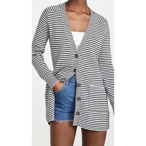 A.L.C Caspian striped Button Front cotton-blend cardigan